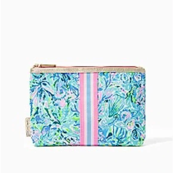 NWT Lilly Pulitzer Printed Pouch Surf Blue Soleil It On Me - Picture 2 of 8